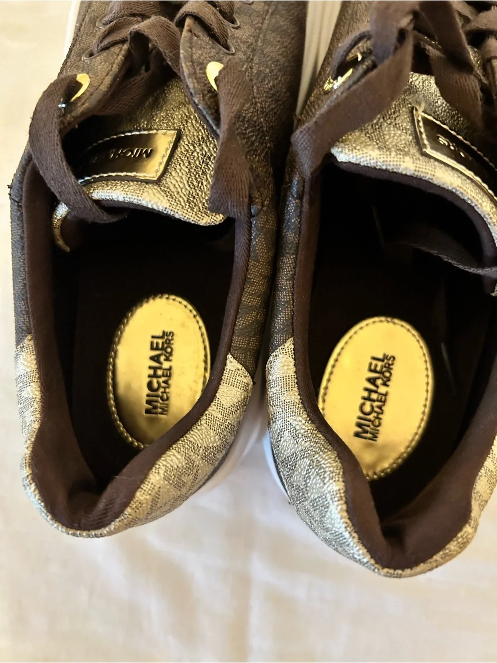 NWT Michael Kors Romey Metallic Two-Tone Logo Platform Sneakers/Size 11